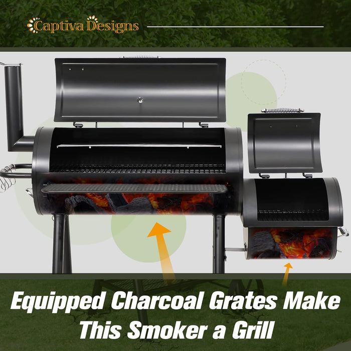 Heavy Duty Outdoor Smoker,Extra Large Cooking Area(941 Sq.In. in Total) Offset Smoker, Best Charcoal Smoker and Grill Combo for Outdoor Garden Patio and Backyard Cooking