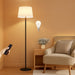Modern Floor Lamp with Adjustable Brightness, Remote Control, Black, LED Bulbs, White Shade, Foot Switch, Easy Assembly