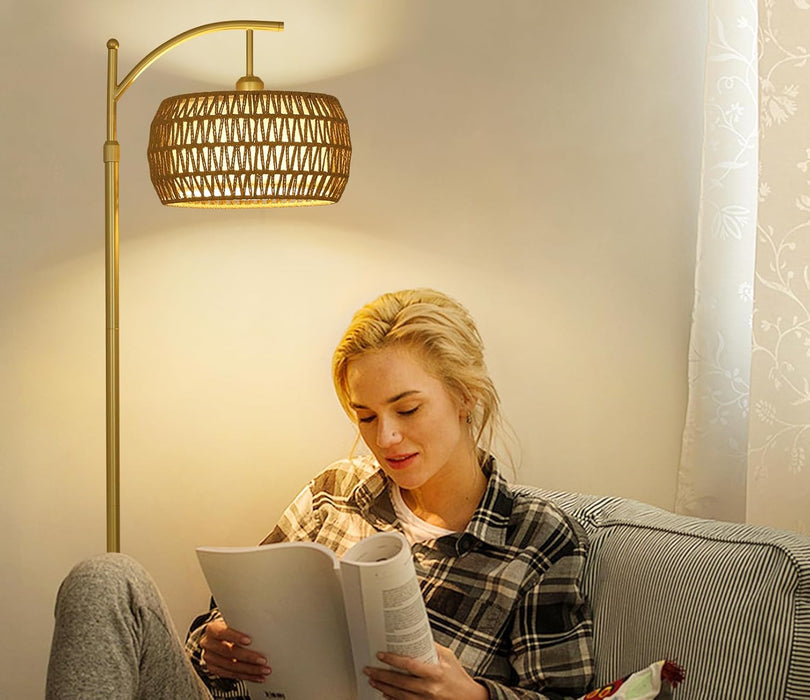 Arc Floor Lamp Timeless BrassFinish Remote Dimmable