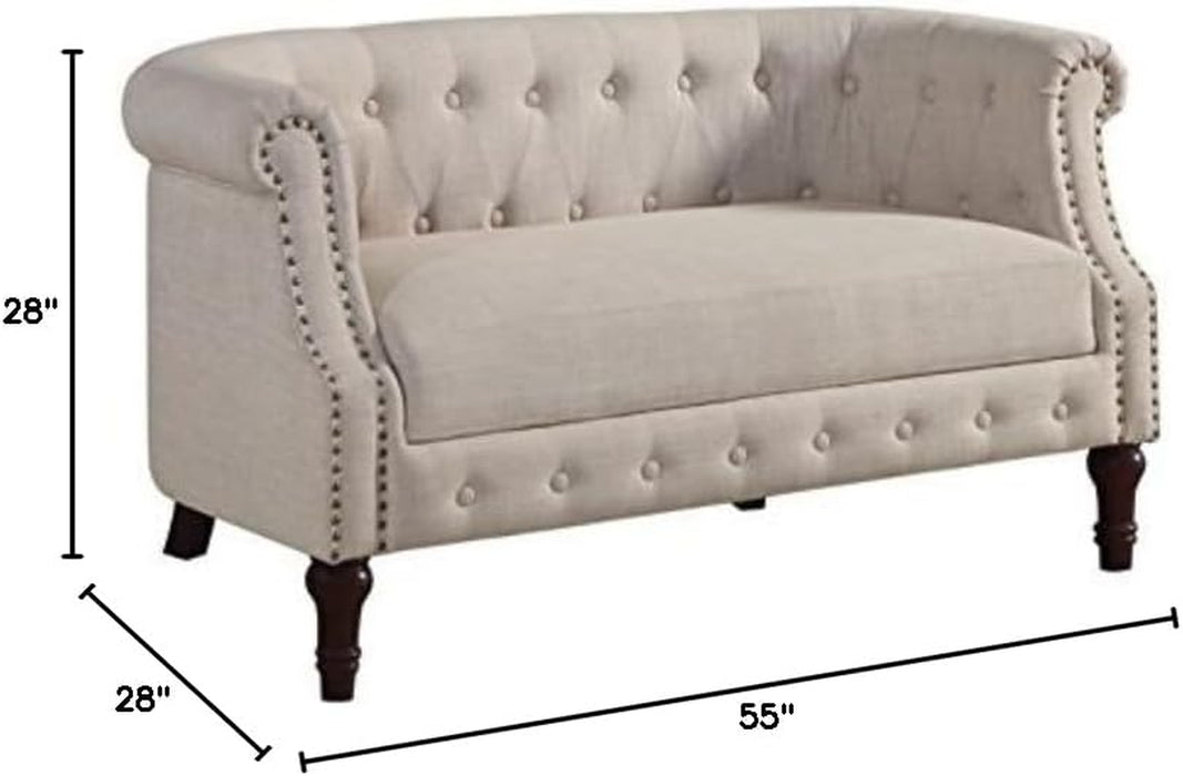 Beige Chesterfield Loveseat: Classic, Elegant Design