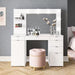 Olivia White 6 Drawer Makeup Vanity with Lighted Mirror, Storage Cabinet and Open Shelves