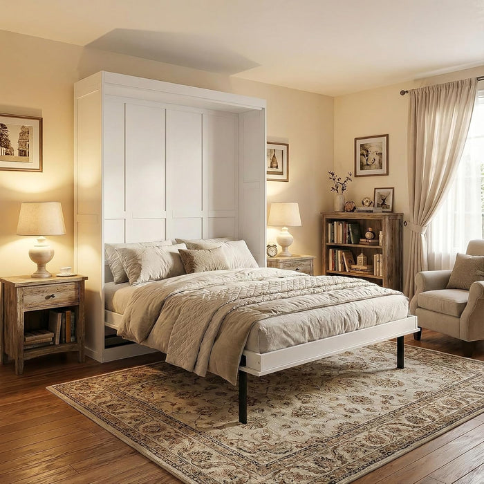 White Queen Murphy Bed With UltraIntegratedStorage
