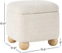 Linley Contemporary Small Storage Bouclé Ottoman with Wood Legs, Ivory