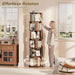 Rotating Bookshelf Tower, 6 Tier Solid Wood Spinning Rolling Book Shelf | Narrow Revolving Bookcase, Vertical Bookshelves for Corner Small Spaces, Bedroom, Living Room, Walnut