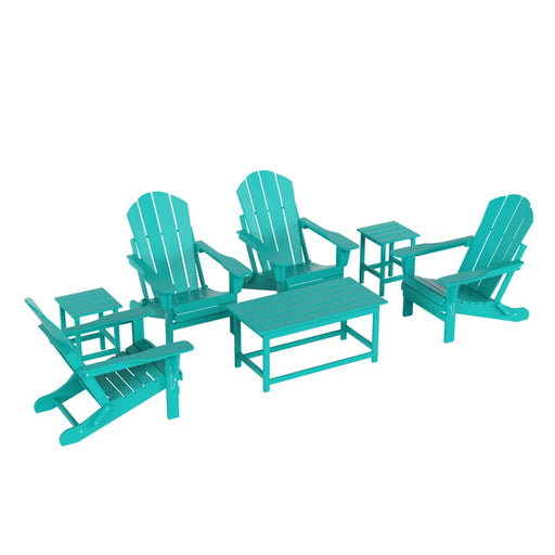 Shavon 7-Piece Outdoor Patio Adirondack Chair and Coffee Table, End Table Conversation Set