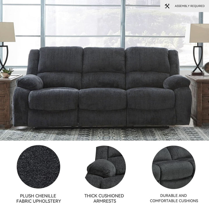 Draycoll Contemporary Manual Pull Tab Reclining Sofa, Dark Gray
