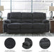 Draycoll Contemporary Manual Pull Tab Reclining Sofa, Dark Gray