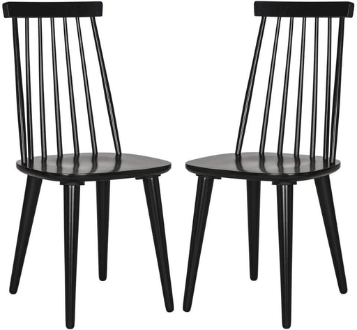 American Homes Collection Burris Country Farmhouse Wood Black Spindle Side Chair (Set of 2)