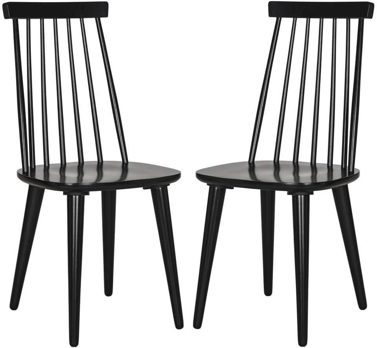 American Homes Collection Burris Country Farmhouse Wood Black Spindle Side Chair (Set of 2)