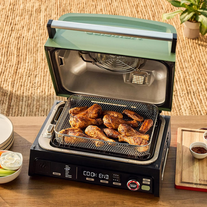 Flavorboost™ 8-In-1 Outdoor Electric BBQ Grill & Portable Smoker, Air Fryer Grill Combo with Smart Probe, Smoke Drawer, 154 Sq. In., Patio & Balcony Grill for Apartments, CEG-1302