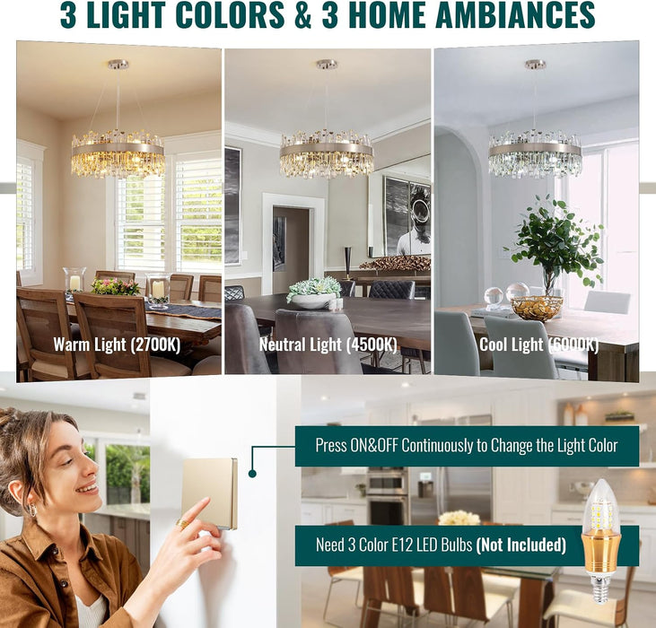 Crystal Chandelier 12 Light Brushed Nickel Dimmable