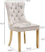 Velvet Dining Chair Set of 2, Upholstered Tufted Dining Room Chair with Nailhead Trim and Stainless Steel Gold Leg for Kitchen, Beige