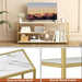TV Stand for Tvs up to 55 Inch, 3 Tier Entertainment Center, Media Console with Open Storage Shelves for Living Room Bedroom, 47” Modern TV Table with Faux Marble Top Gold Metal Leg