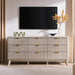 63" Wide Fluted 9 Drawer Dresser for Bedroom, White Alder