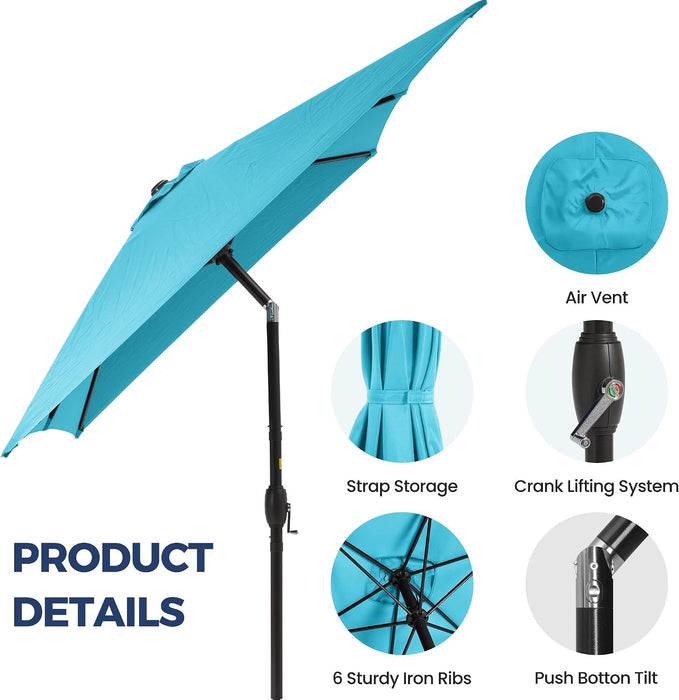 6.5' X 10' Patio Umbrella, Rectangular Patio Umbrella, Metal Pole Square Outdoor Umbrella with Crank and Push Button Tilt, Large Outdoor Umbrella with Polyester Canopy