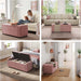50 Inches Wide Storage Ottoman Bench, Upholstered Foot Rest Stool, Long Bench Footstool, Couch Ottoman, Ottomans for Living Room, Entryway, End of Bed Storage Bench for Bedroom (Pink)