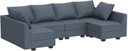  Bluish Grey U-Shaped Sectional Sofa Modular, Storage