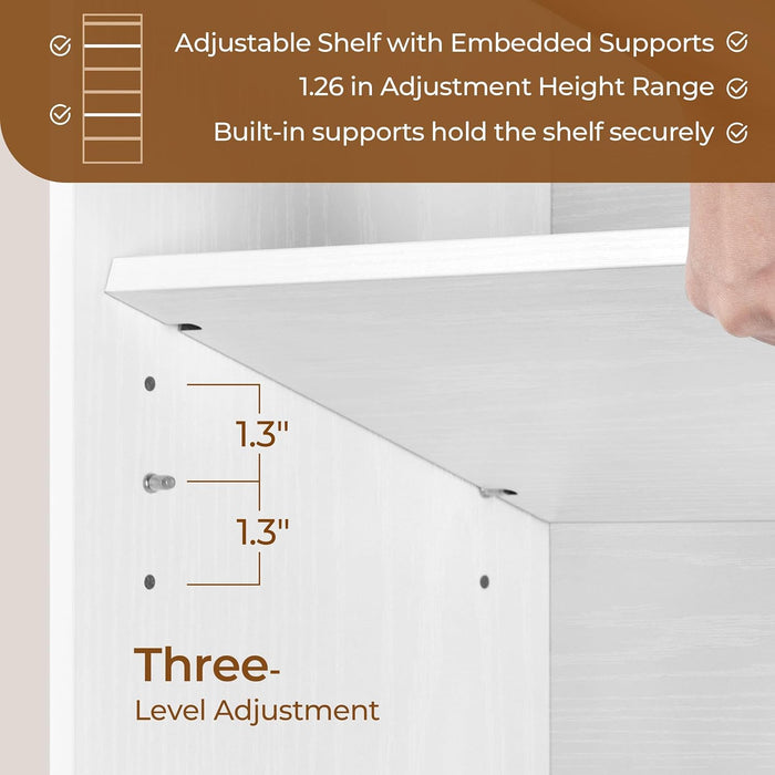 7-Tier Open Bookcase and Bookshelf, Modern Simple Floor Standing Display Storage Shelves with Top Open Compartment for Home Office, Study, Living Room - White