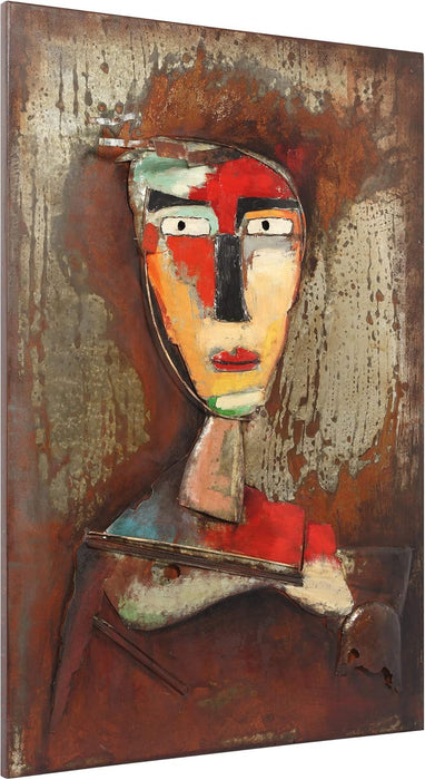 Homme III Mixed Media Iron Hand Painted Dimensional Wall Art, 48" X 32" X 2.2", Ready to Hang