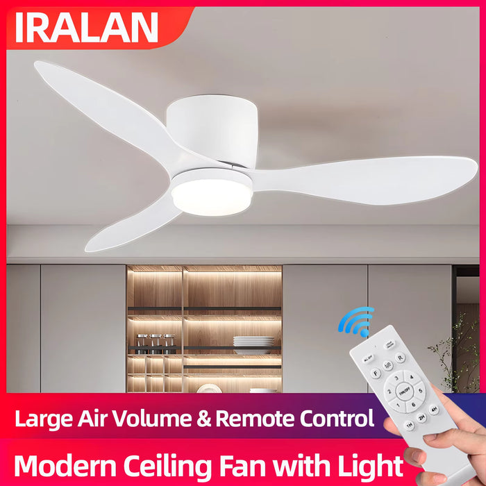 Modern Ceiling Fan with LED Light DC Motor Large Air Volume Remote Control for Kitchen Bedroom Dining Room Patio