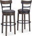 Caitbrook 30" Farmhouse Bar Height Upholstered Swivel Barstool, Gray