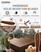 72 Inch Outdoor Ceiling Fan No Light,Solid Wood Ceiling Fans without Lights with Remote Control/Wall Control,Large 3 Blades Walnut Propeller for Patio,Porch,Living Room,Bedroom,Farmhouse