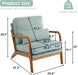 Teal Corduroy Mid Century Modern Upholstered Armchair