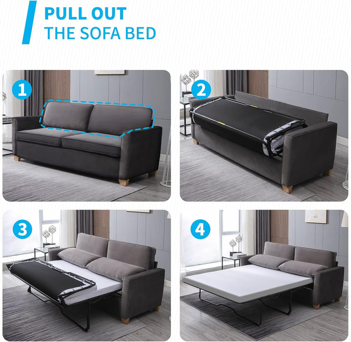 Queen Size Sleeper Sofa Bed DarkSlateGrey StainResistant