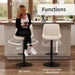 Adjustable Faux Leather Bar Stools Set of 3, Beige | Swivel, Counter Height, Back & Footrest, Armless, PU, Modern, Kitchen Island Stool, Upholstered Dining Room Chair