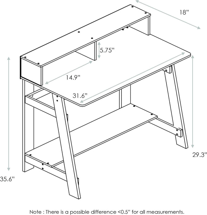 Simplistic a Frame Computer Desk, 17.9"D X 31.6"W X 35.5"H, Columbia Walnut