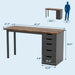 Computer Desk with 5 Drawers, 47 Inch Modern Simple Study Writing Desk with Storage, Rustic Home Office Desk, Reversible Computer Desk for Home Office, Brown+Black