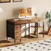 55" Computer Desk with 6 Drawers, Home Office Gaming Desks with Storage Shelves for Bedroom, Writing Study Corner Living Room Work Table Rustic Brown