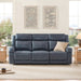 Genuine Leather Power Recliner Sofa, 3 Seater Wall Hugger Reclining Sofas with Power Headrest, USB & Typec Ports, Electric Recliner Couch Set for Living Room, Navy