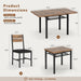Extendable Dining Table Set for 4 with Built-In Shelf Rack Brown