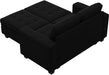 Velvet Modular Sectional Sofa Couch with Storage Convertible Sectional Sleeper Sofa Couch Bed Set with Reversible Chaise Black