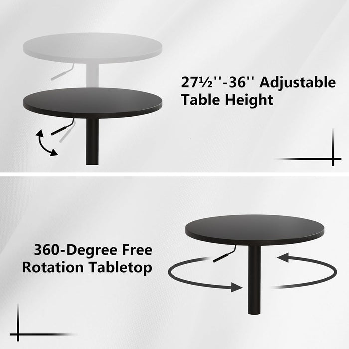 23.6'' round Pub Table Set of 4, Adjustable Height Cocktail Tables for Events, Swivel High Top Table for Bistro, Kitchen, Restraurant, Indoor & Outdoor, Black