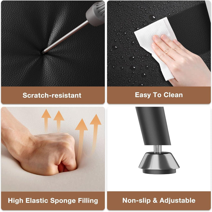 Bar Stools Set of 2, 24.6 Inch Counter Height Barstools, High Backrest Faux Leather Upholstered Counter Stools with Armless Footrest Modern Bar Chairs Tall Pub Stools for Kitchen Dining,Black