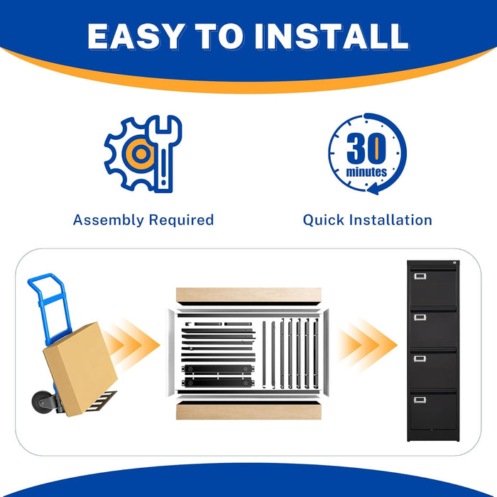 4 Drawer File Cabinet with Lock Metal Vertical File Cabinet Office Home Vertical File Cabinet for A4 Legal/Letter Size Narrow File Cabinet Locked,Assembly Required