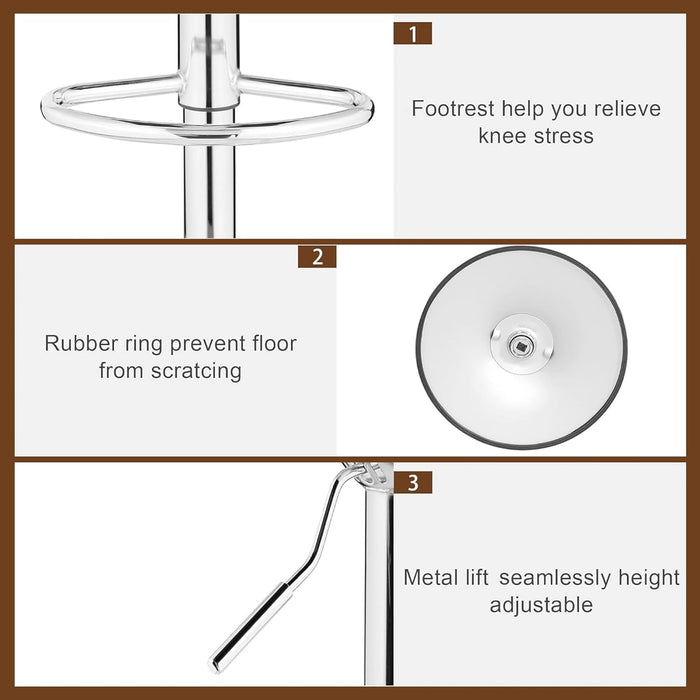 Adjustable Bar Stools Set of 2, Swivel PU Leather Counter Height Barstool with Back and Arms for Kitchen/Island, White