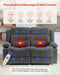 Loveseat Recliner Sofa, Manual Reclining Couch with Heating and Massage, Soft Corduroy Recliner Sofa with USB Ports, Cup Holders and Side Storage Bags, Dual Loveseat Chair for Living Room, Grey