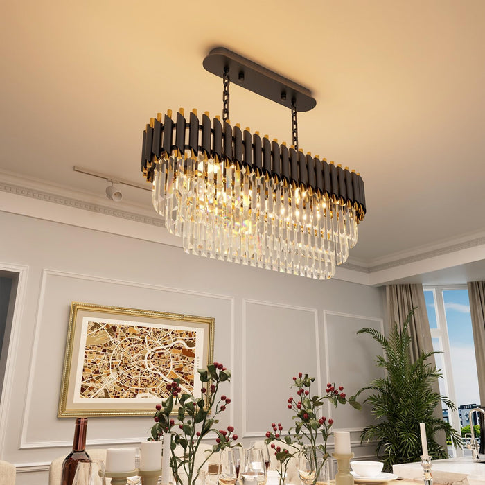 31Inch Black Gold CrystalChandelier PendantLighting