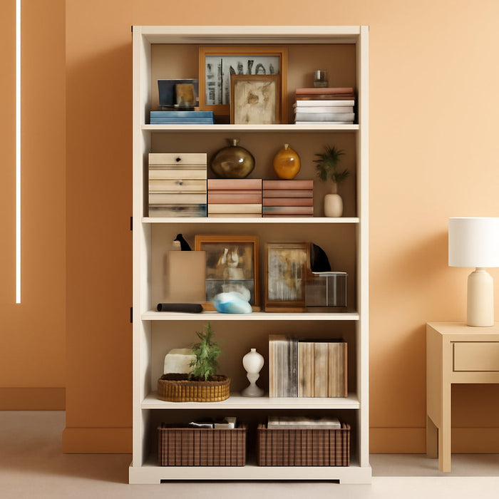 5-Shelf Wood Bookcase, 65 Inch Tall Bookshelf with Storage, Floor Standing Display Book Shelf