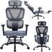 Ergonomic Office Chair with Footrest, 90-160° Reclining Mesh Desk Chair