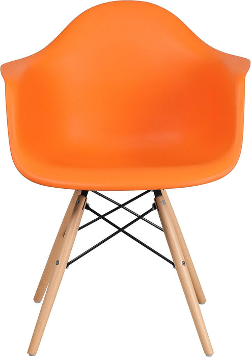 Alonza Series Orange Plastic Chair with Wooden Legs