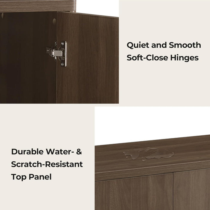 Sideboard Buffet Cabinet with Storage, Small Storage Cabinet with Doors and Shelves for Living Room Accent, Bar, Kitchen, Set of 2, Walnut