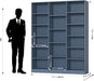 Blue Triple Wide Freestanding Bookshelf 74Inch Tall