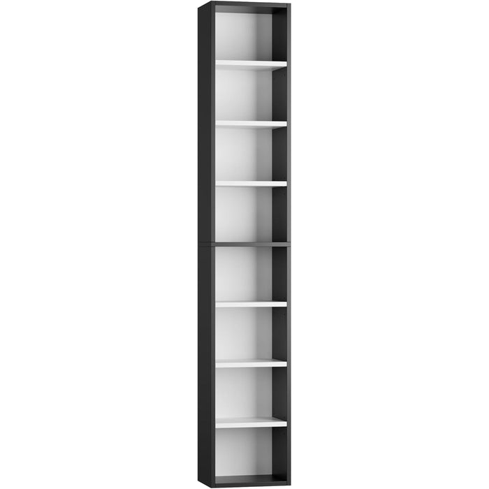 8-Tier Media Tower Rack, 11.6 X 9.3 X 71 Inches CD DVD Slim Storage Cabinet with Adjustable Shelves, Tall Narrow Bookcase Display Bookshelf for Home Office, Black/White