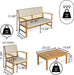 LVG1000A-4SET Barclay 4-Piece Modern Coastal Acacia Wood Conversation Outdoor Patio Set with Cushions Transitional, Classic, Traditional, Vintage, Mid-Century, Light Gray/Teak Brown