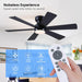 Ceiling Fans with Lights,46" Low Profile Ceiling Fan with Light and Remote Control,Flush Mount, Reversible, Dimmable, Noiseless, Black Ceiling Fan for Bedroom