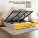 King Bed Frame with Hydraulic Gas Lift up Storage, Linen Upholstered